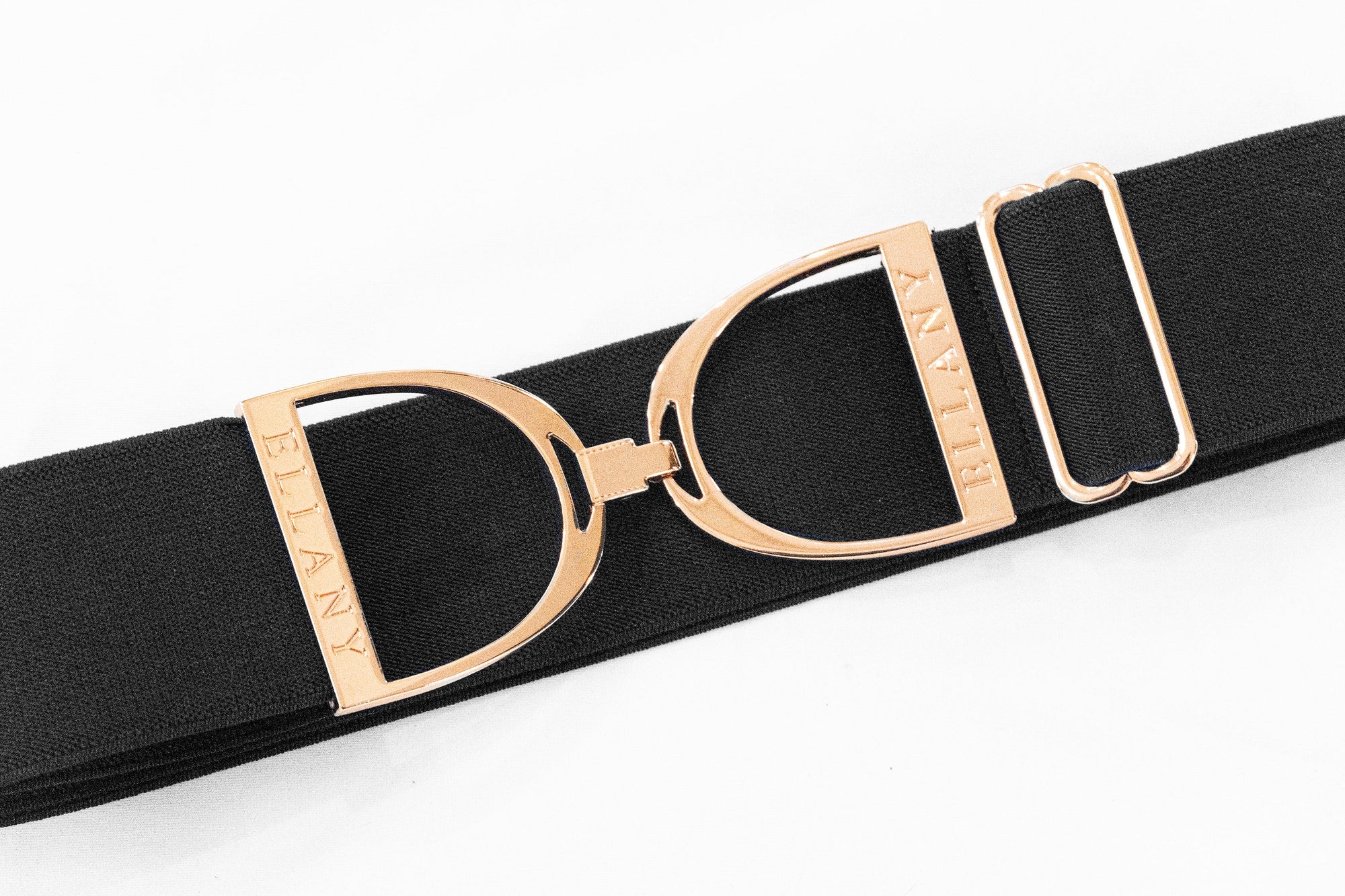 Black - 2" Rose Gold Stirrup Elastic Belt