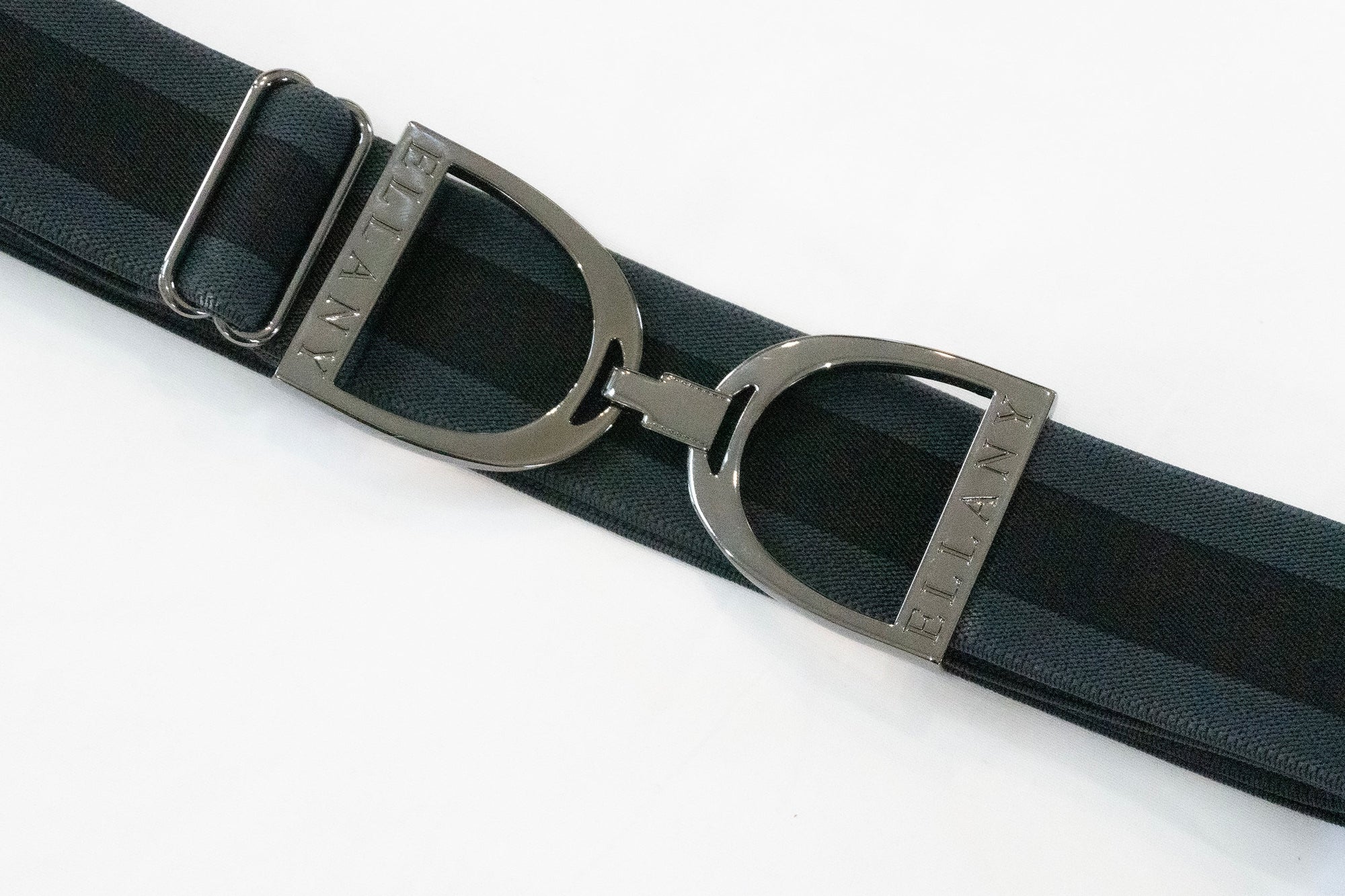 Charcoal Stripes - 1.5" Gunmetal Stirrup Elastic Belt
