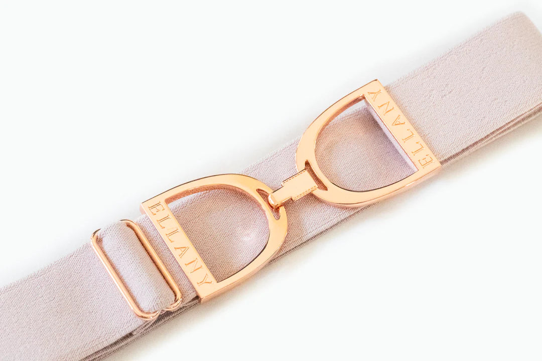 Ellany Pale Pink Belt- 1.5" Rose Gold Stirrup Elastic Belt