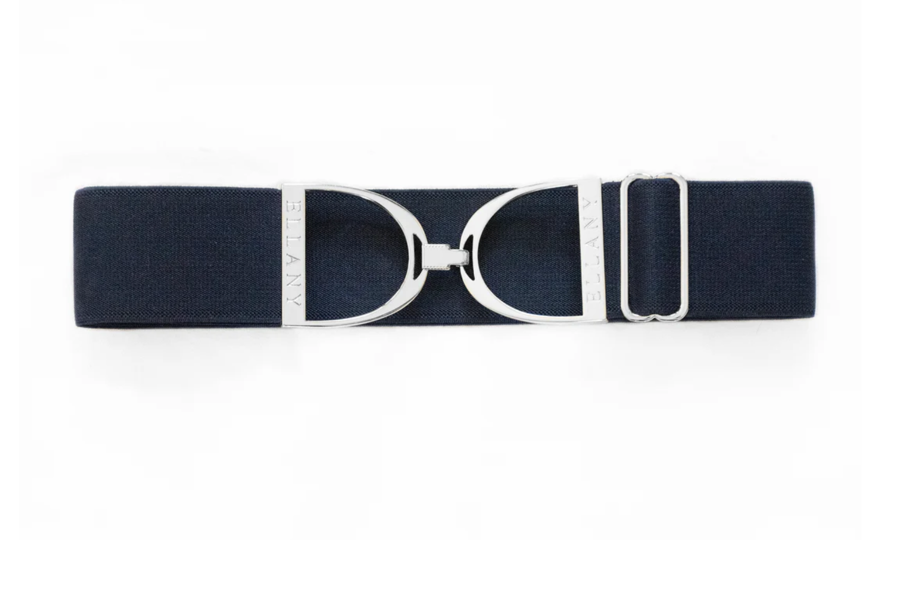 Ellany Navy- 2" Silver Stirrup Elastic Belt