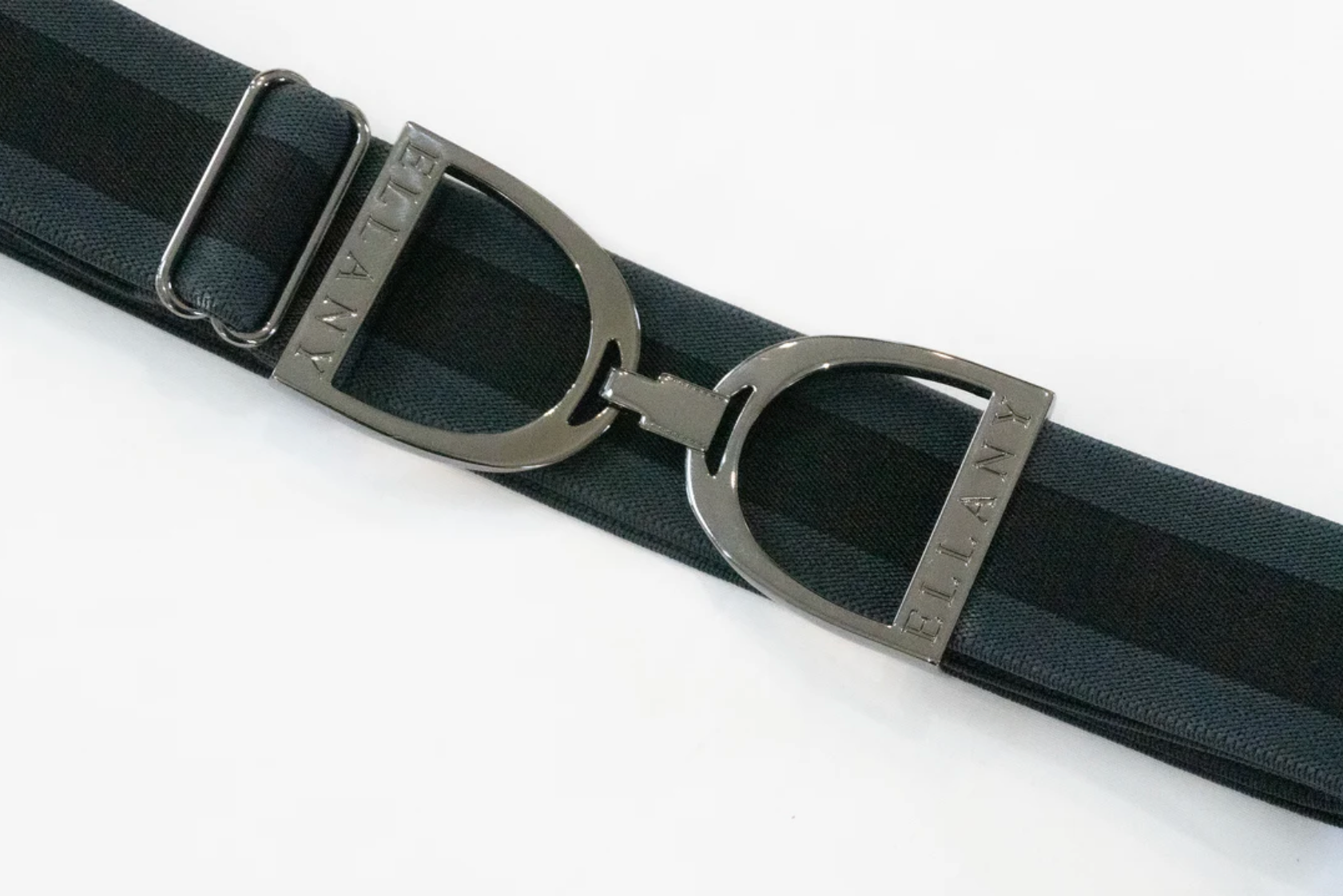 Ellany Charcoal Stripe- 1.5" Gunmetal Stirrup Elastic Belt