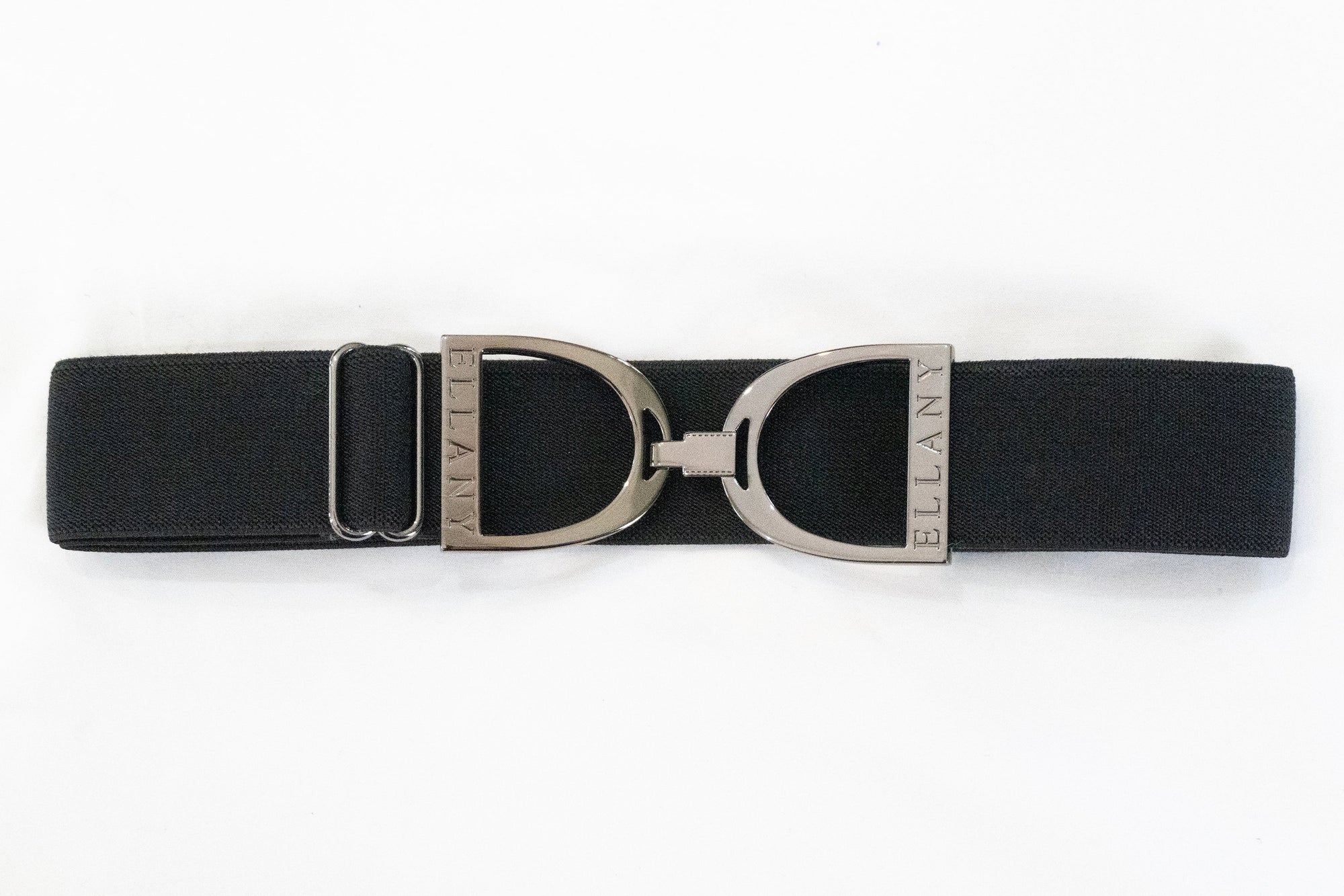 Black - 1.5" Gunmetal Stirrup Elastic Belt