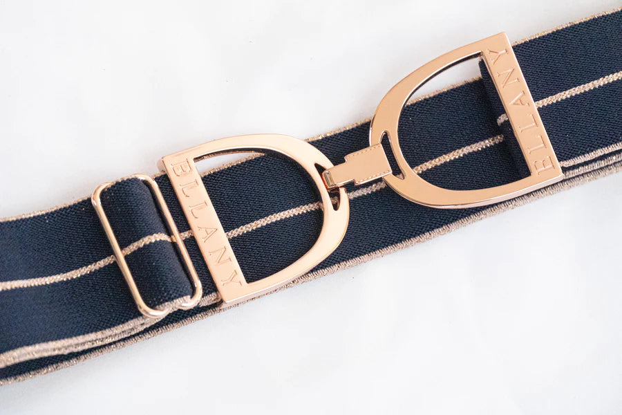 Ellany Kaylie Belt- 1.5" Rose Gold Stirrup Elastic Belt