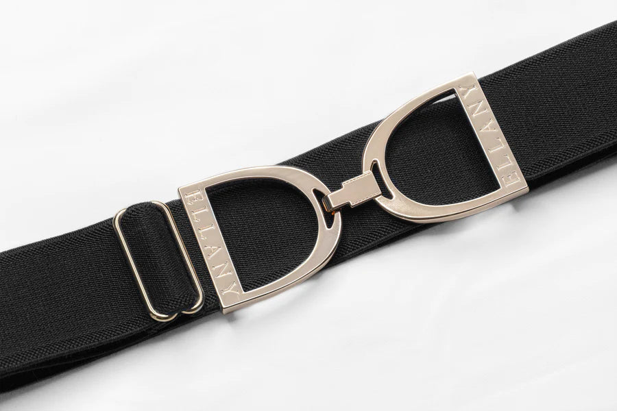 Ellany Black- 1.5" Gold Stirrup Elastic Belt
