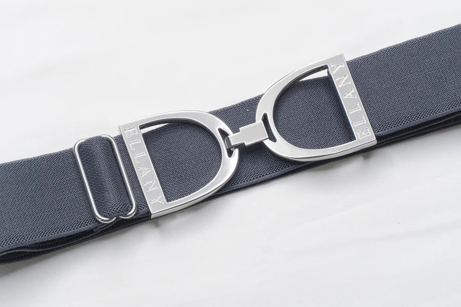 Ellany Denim Belt- 1.5" Silver Stirrup Elastic Belt