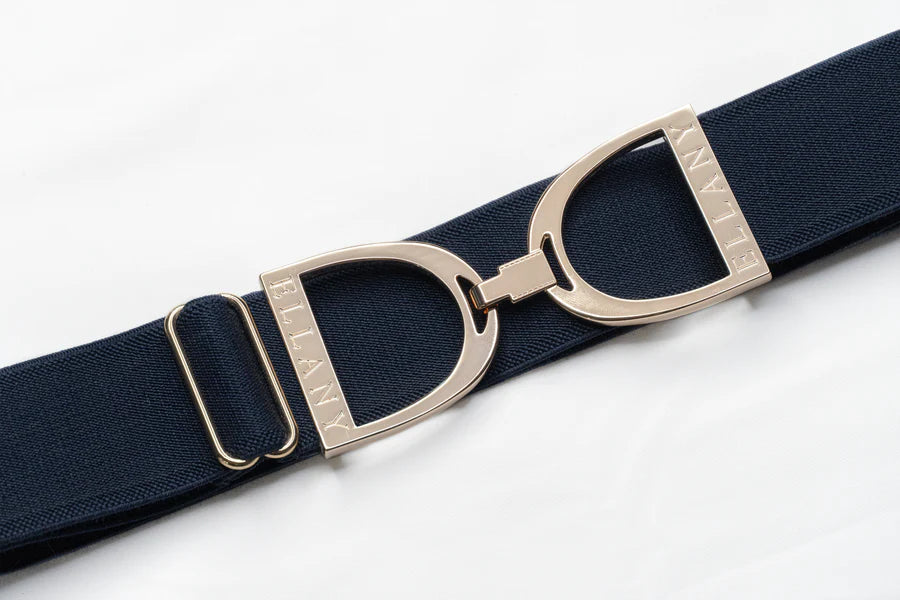 Ellany Navy- 1.5" Gold Stirrup Elastic Belt
